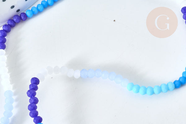 Perles abacus verre bleu camaïeu 3x2.5mm, x1 fil de 42.5cm (G7829)