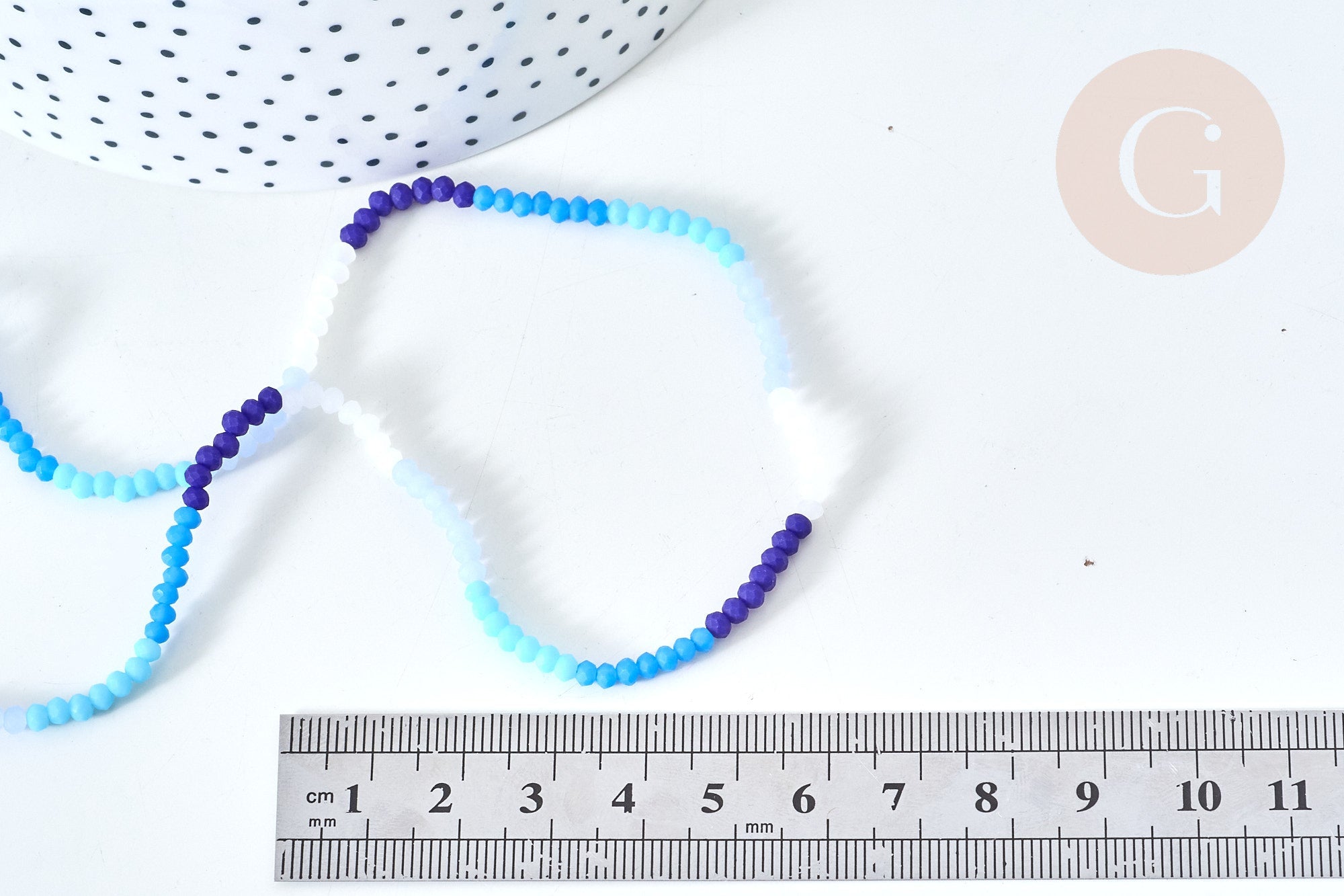 Perles abacus verre bleu camaïeu 3x2.5mm, x1 fil de 42.5cm (G7829)