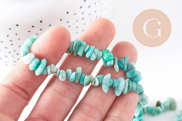 Perles chips amazonite naturelle 5-14mm, pour fabrication de bijoux pierre, fil 40 cm x1 (G5180)