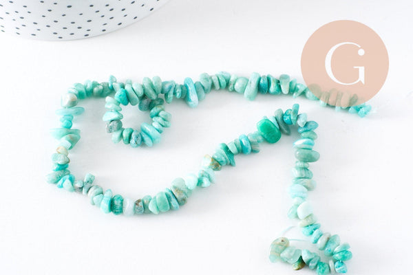 Perles chips amazonite naturelle 5-14mm, pour fabrication de bijoux pierre, fil 40 cm x1 (G5180)