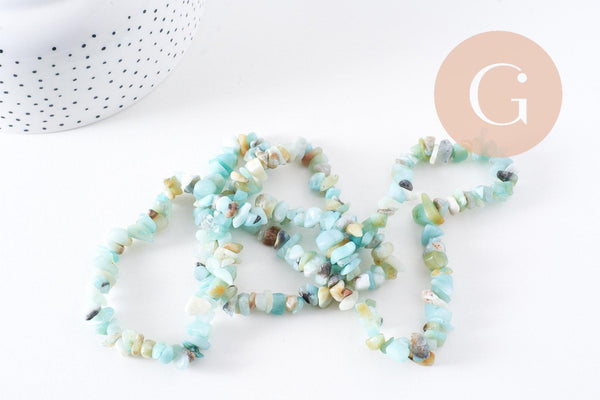 Perles chips amazonite naturelle 5-8mm, x1 fil 76cm (G10294)