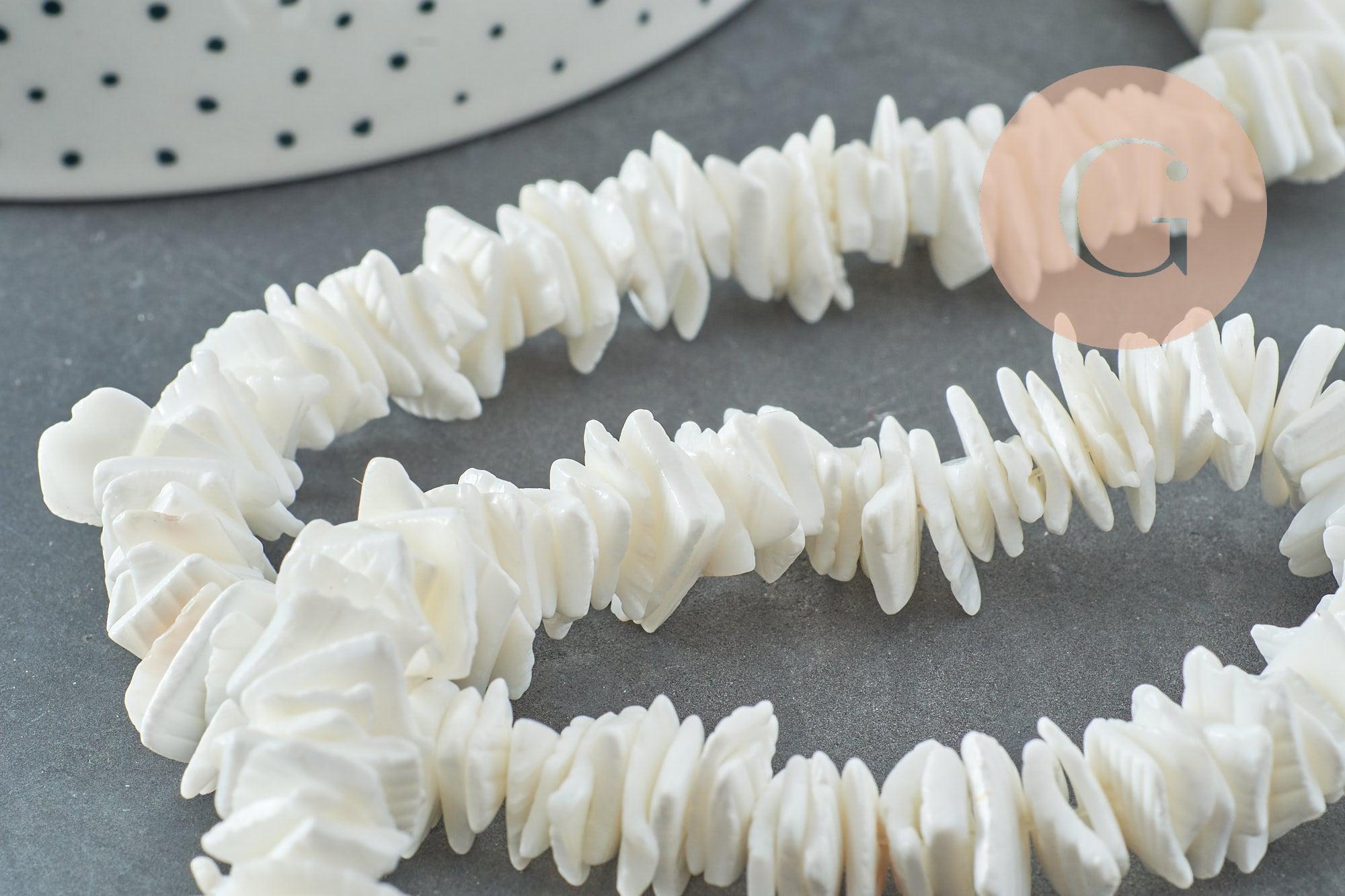 Perles chips coquillage naturel 6~12mm, x1 fil de 41cm (G3867)