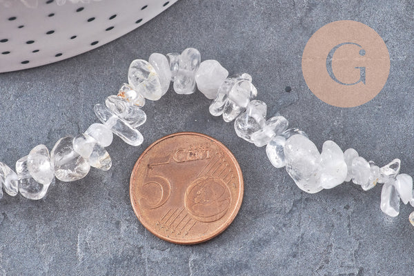 Perles chips cristal de roche naturel 5-8mm, x1 fil 80cm (G10911)