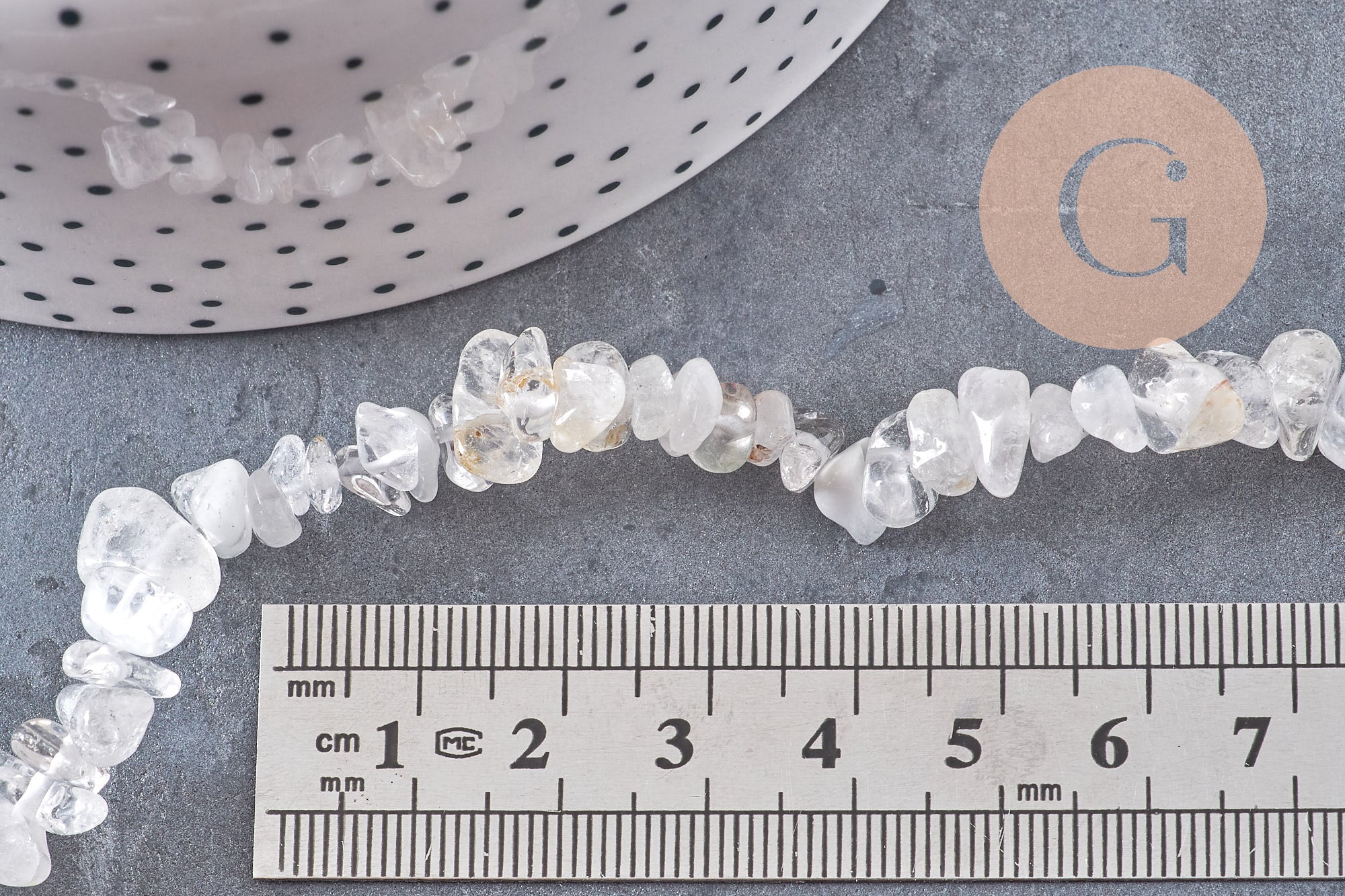 Perles chips cristal de roche naturel 5-8mm, x1 fil 80cm (G10911)