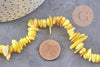 Perles chips de coquillage naturel jaune, 20mm,le fil 76cm, x1 (G8049)