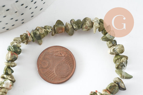 Perles chips turquoise vert marbré,bijou pierre naturelle, perles turquoise naturelle, fil 90 cm,5-8mm x1 (G5370)