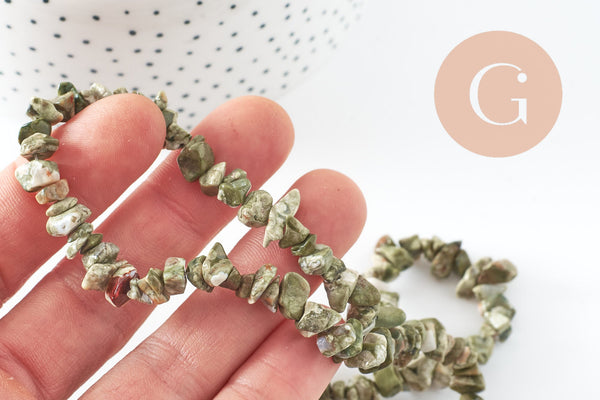 Perles chips turquoise vert marbré,bijou pierre naturelle, perles turquoise naturelle, fil 90 cm,5-8mm x1 (G5370)