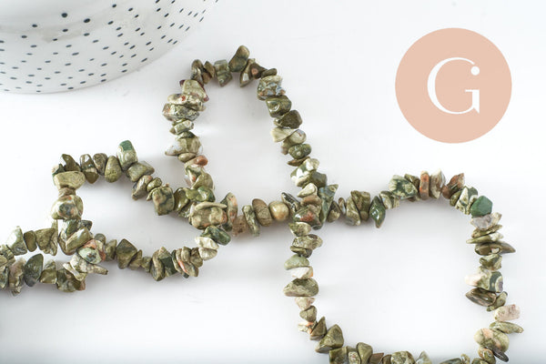 Perles chips turquoise vert marbré,bijou pierre naturelle, perles turquoise naturelle, fil 90 cm,5-8mm x1 (G5370)