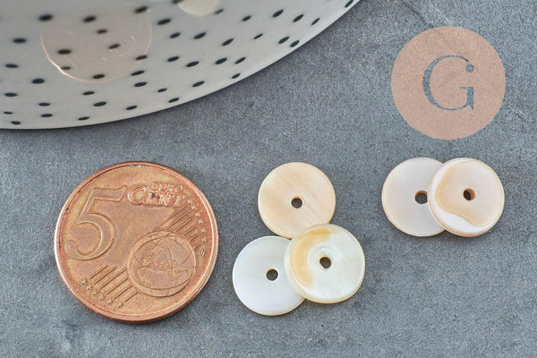 Perles coquillage blanc naturel heishi,rondelle coquillage blanc ,coquillage ivoire,perle coquillage, 10mm, x50 G5570