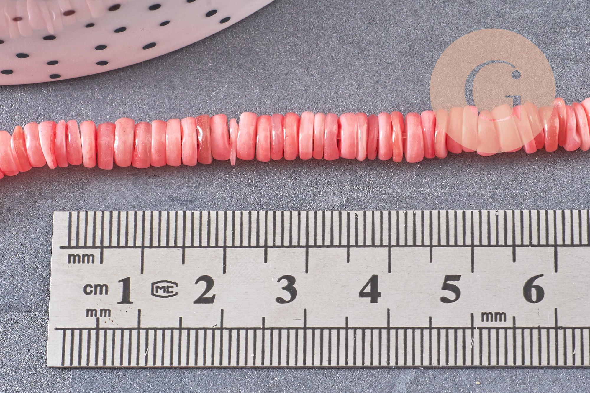 Perles coquillage naturel rose clair naturel heishi 5-6mm,x1 fil de 40cm (G1447)