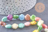 Perles coquillage porcelaine multicolore 13.5mm, x1 fil de 30cm (G10324)