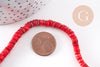 Perles coquillage rouge naturel heishi 5-6mm,x1 fil de 40cm (G1813)