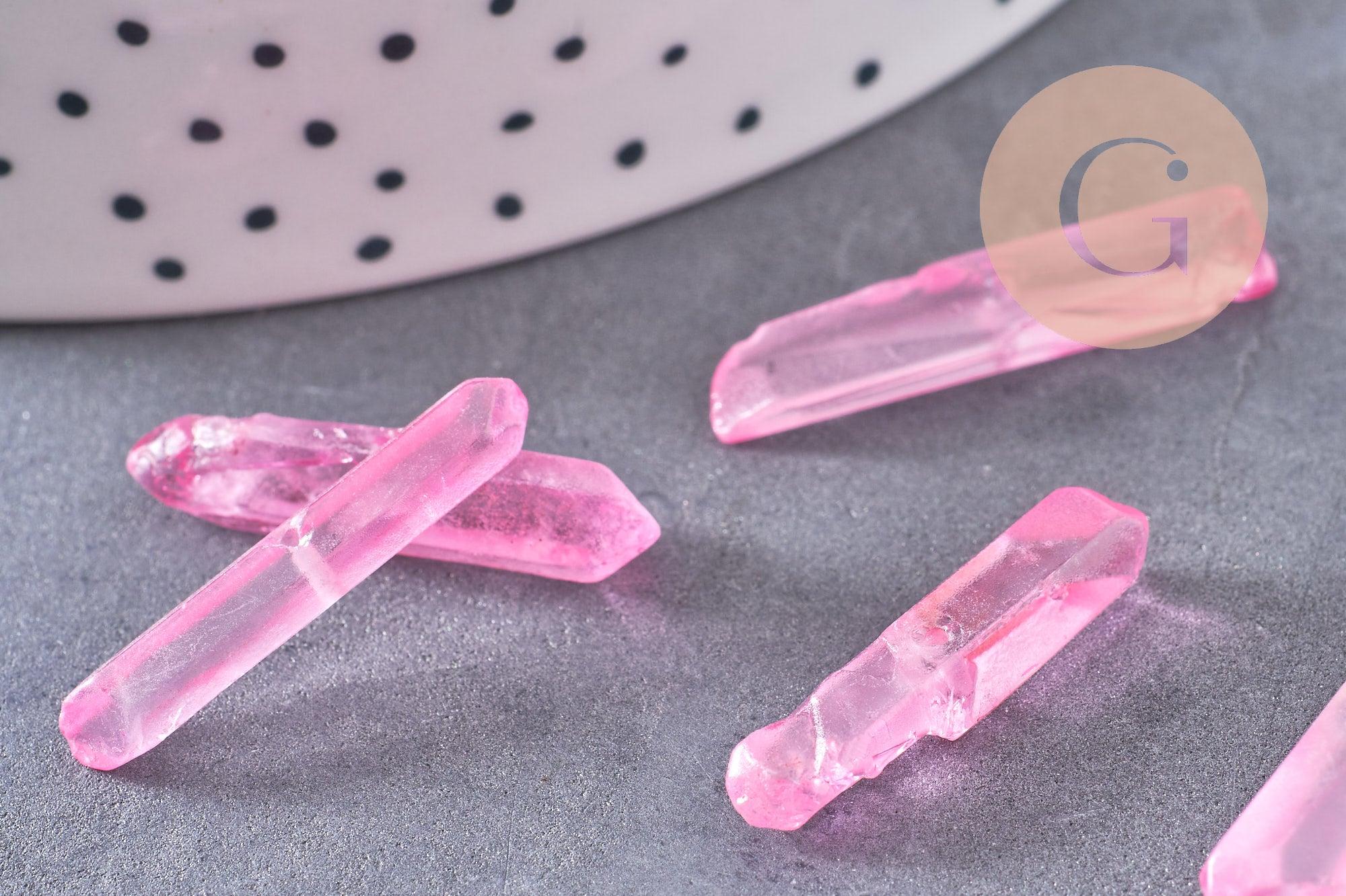 Perles cristal de roche rose, pierre brute, perle pierres, pierre naturelle, 14-30mm x10 (G3857)