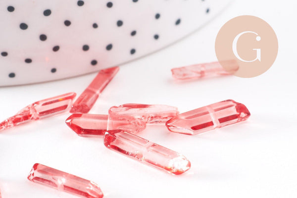 Perles cristal de roche rouge ,pierre brute, perle pierres, pierre naturelle,14-30mm, x10 (G3400)