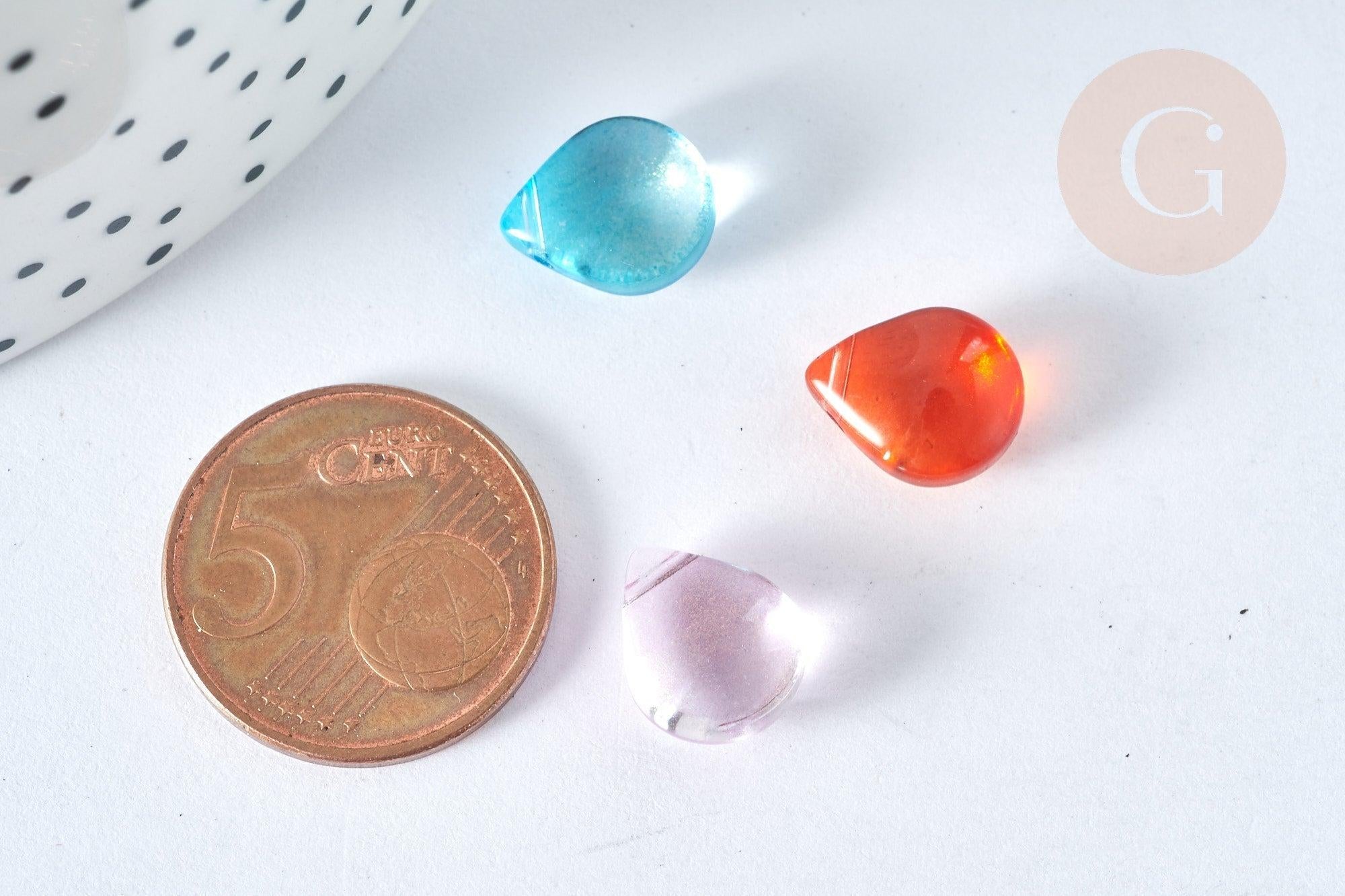 Perles cristal goutte couleurs mixtes 12mm, création bijoux verre, X10 (G7387)