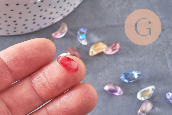 Perles cristal goutte multicolore, cristal autrichien, perles goutte, perle création bijoux,,6.5x12.5mm, x50 (G4186)