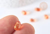 Perles cristal goutte orange paillettes dorées 9mm, x50 (G7290)