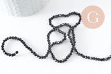 Perles cristal toupies à facette noir 2x3mm, x1 fil de 49cm (G4670)