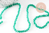 Perles cristal toupies à facette vert transparent, perle cristal vert, , fil de 45cm, 3x3mm, x1 (G0950)