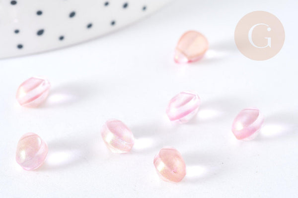 Perles cristal transparent goutte rose paillettes dorée 9mm, perles goutte, 9mm x50 (G7285)