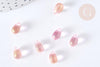Perles cristal transparent goutte rose paillettes dorée 9mm, perles goutte, 9mm x50 (G7285)