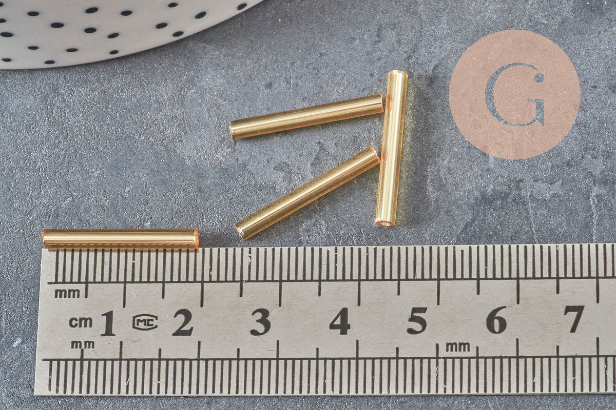 20x2.5mm Metallic Gold Tube Seed Beads, Jewelry Making Costume Jewelry, x 10gr G8989