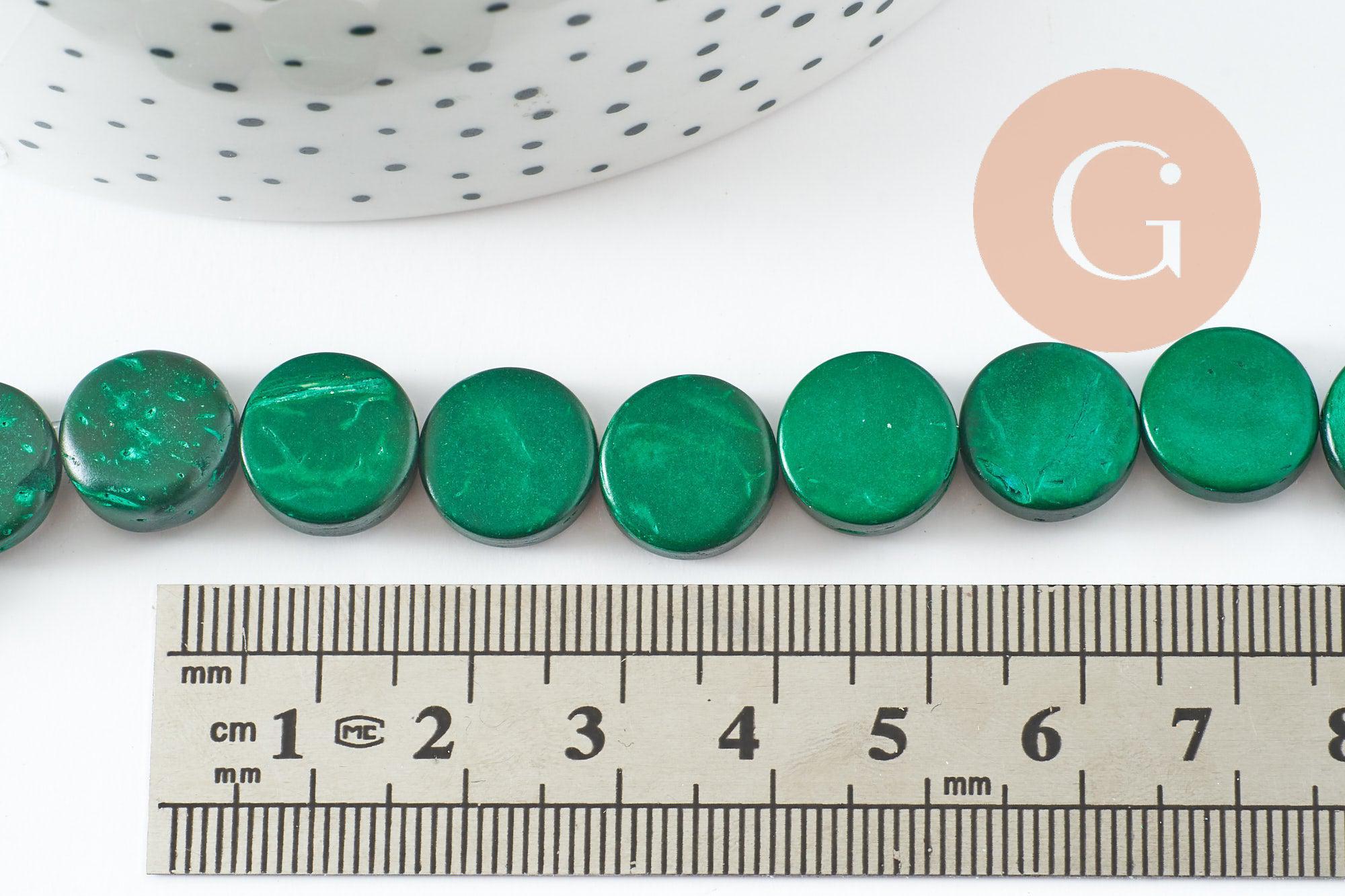 Perles disque coco vert, bois naturel,perle bois,Perle géométrique, perle ronde bois,25mm, le fil de 33 perles , x1 (G0004)