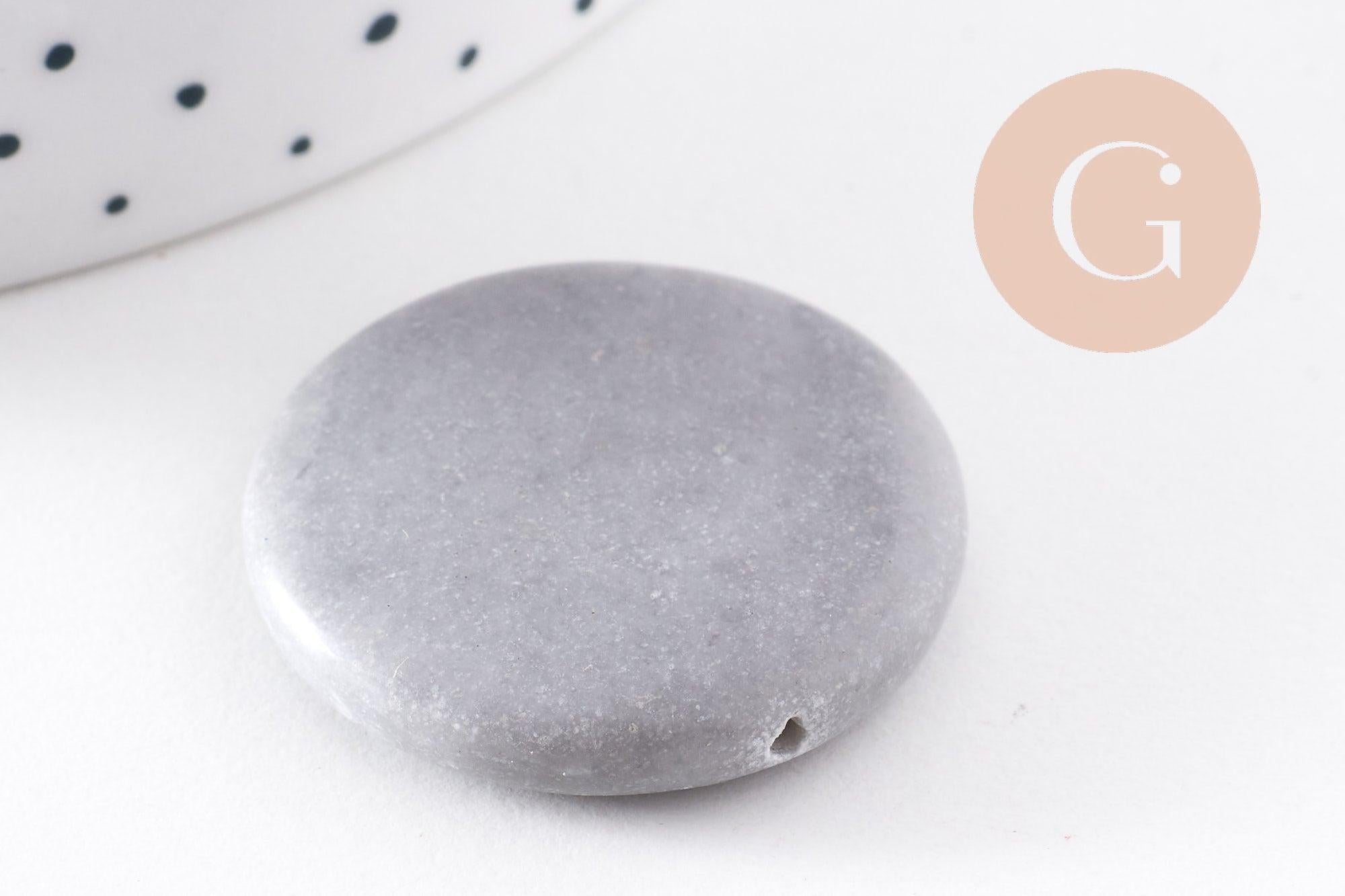 Perles disque jaspe naturel gris marbré 11-26mm, x5 (G10147)