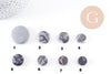 Perles disque jaspe naturel gris marbré 11-26mm, x5 (G10147)