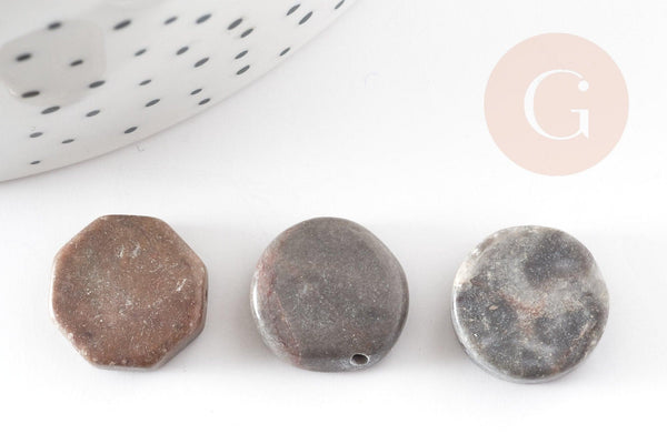 Perles disque jaspe zébré naturel beige marron 20mm,perles pierre naturelle création bijoux, perles jaspe naturel, x5 (G8270)