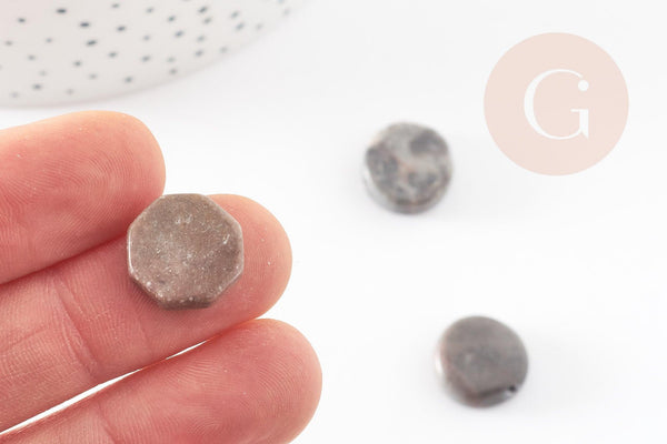 Perles disque jaspe zébré naturel beige marron 20mm,perles pierre naturelle création bijoux, perles jaspe naturel, x5 (G8270)