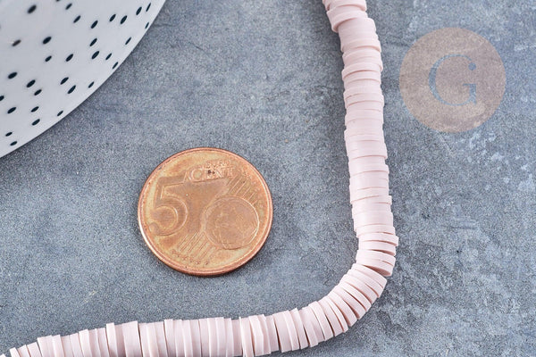 Perles disques polymère marron taupe 6mm,fabrication bijoux heishi plastique, le fil de 39,9cm G8684