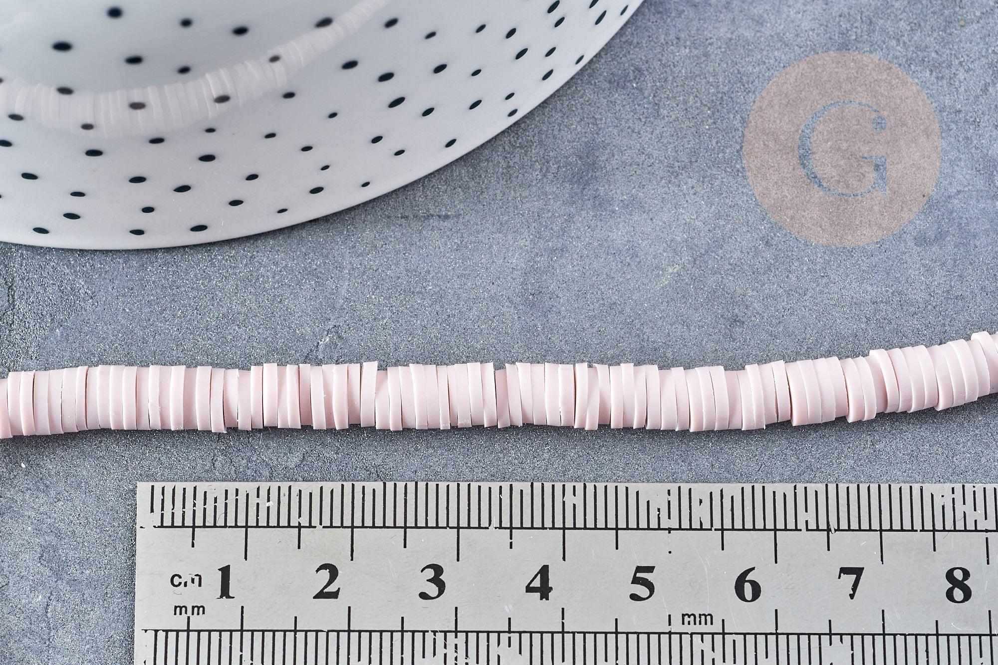 Perles disques polymère marron taupe 6mm,fabrication bijoux heishi plastique, le fil de 39,9cm G8684