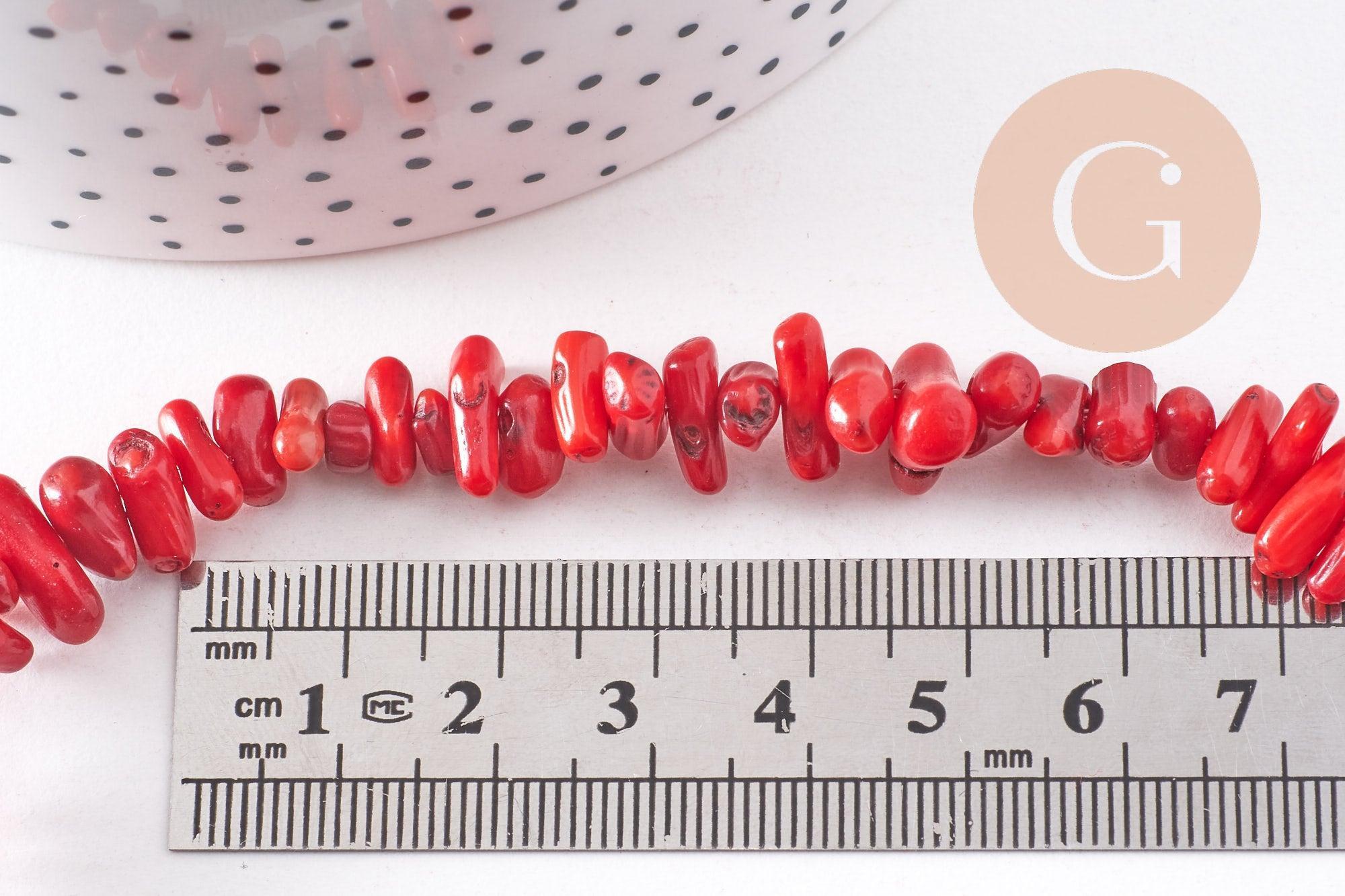 Perles en bambou de mer imitation corail rouge, x1 fil de 38cm (G0850)