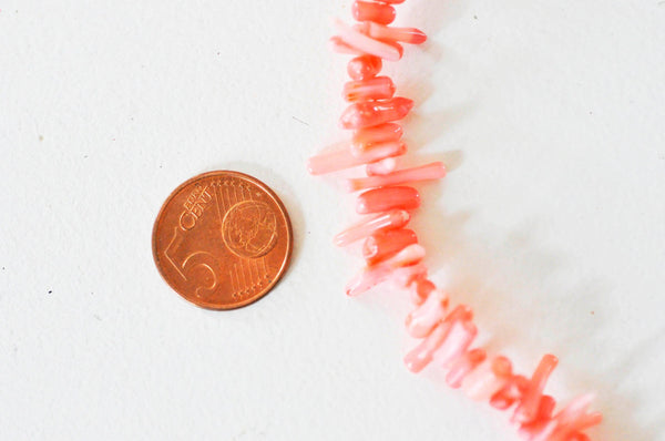 Perles en corail rose, corail naturel ,perle coquillage,4-18mm,fil de 40cm, x1 (G4589)