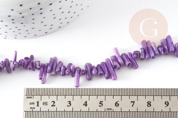 Perles en corail violet,perles corail, corail naturel,perle coquillage,coquillage violet, fil 38cm, x1 (G0980)