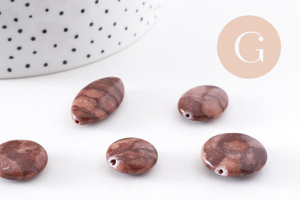 Perles en jaspe sésame zébré naturel marron, x1 fil de 38cm (G10244)