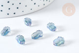 Perles fleur verre bleu violet, perles verre tchèque, x10 Perles (G8108)