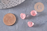 Perles fleur verre rose corail 11mm, perles verre tchèque, perles fleur, verre violet, x10 (G4584)