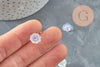 Perles fleur verre transparent opalescent 11 mm, perles verre tchèque, perles fleur, x10 (G9820)