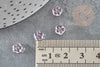 Perles fleur verre violet et or, perles verre tchèque, perles fleur, verre violet, 6x3mm, x10 (G4196)