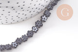 Perles fleurs verre millefiori artisanal 6.5-9mm, x1 fil de 40cm (G10493)