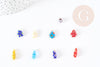 Perles goutte verre millefiori 10-17mm, perle verre artisanale verre pour création bijoux, x5 (G1943)