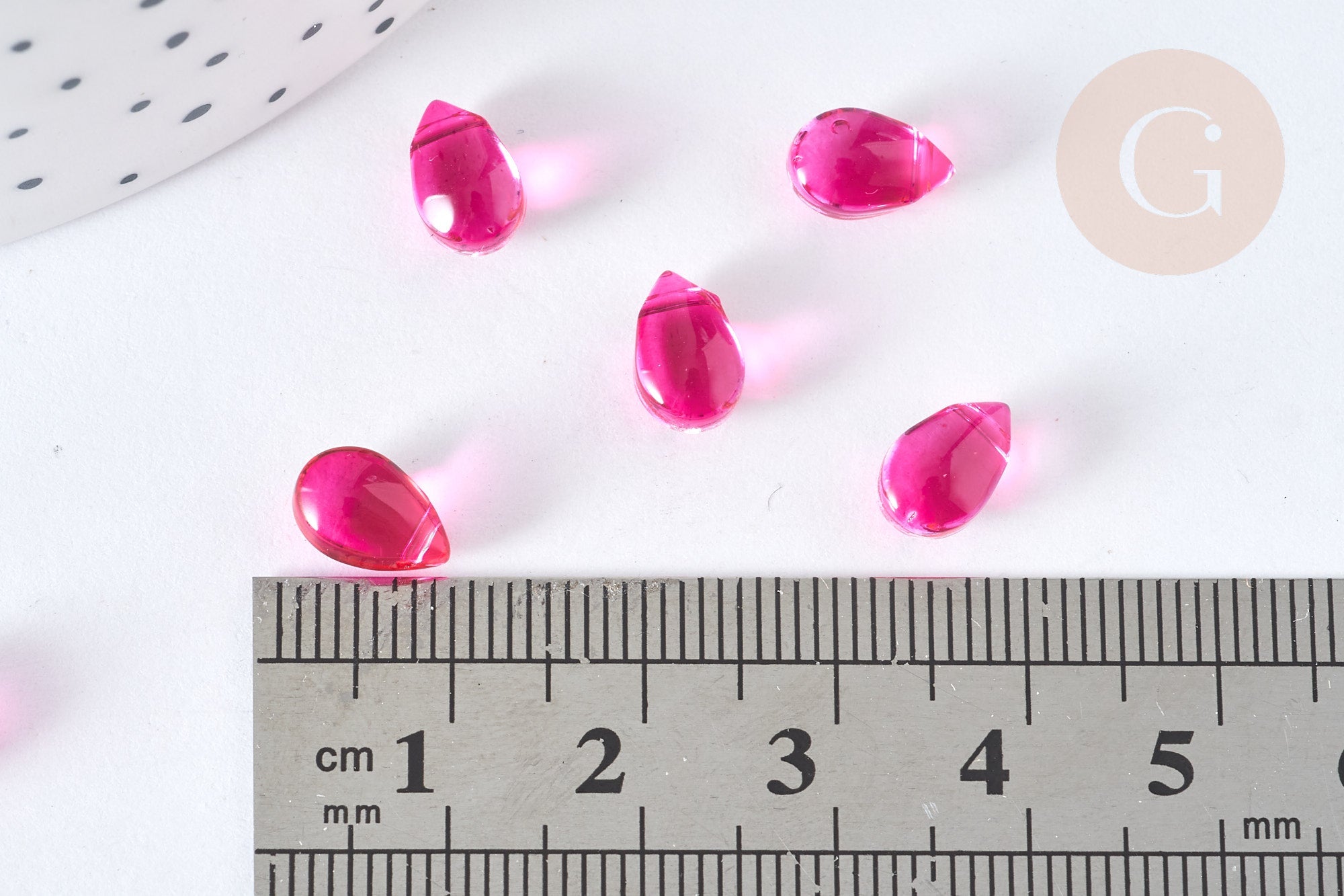 Perles gouttes cristal rose foncé 9mm, perle, x50 (G7298)