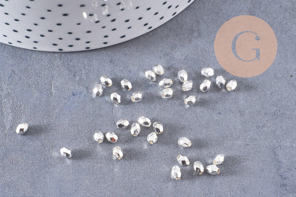 Perles intercalaires facettées en argent tibétain, perles argentées, x 50-100-200,3mm, (G1894)