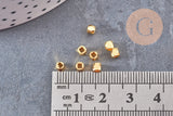 Perles intercalaires facettées laiton argenté ou doré, 3x3mm, x50 (G9906)