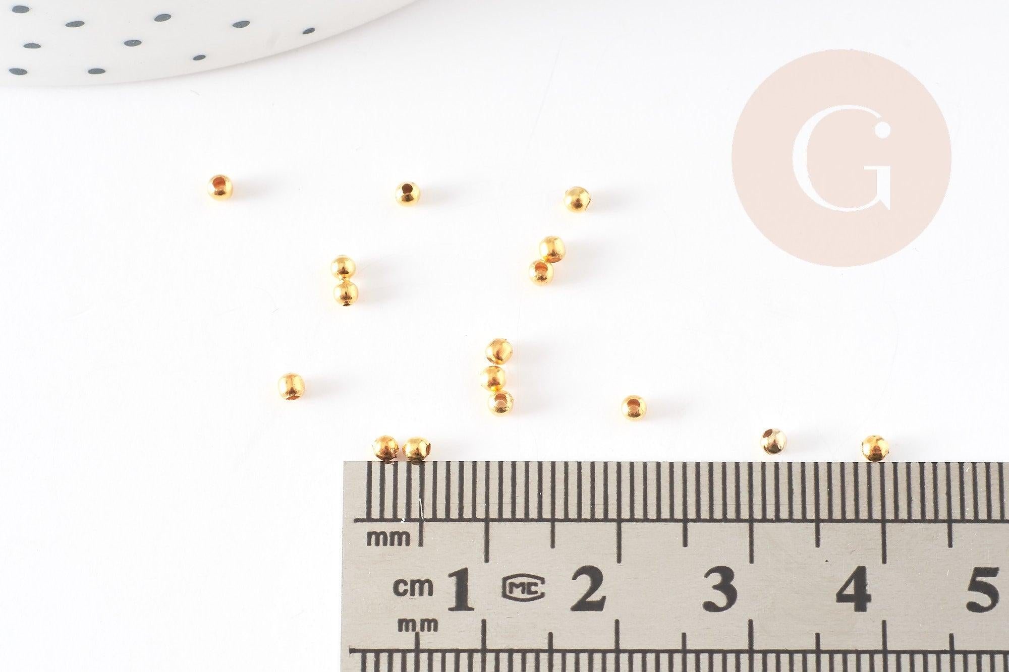 Perles intercalaires fer doré 2mm, x10gr (G2444)