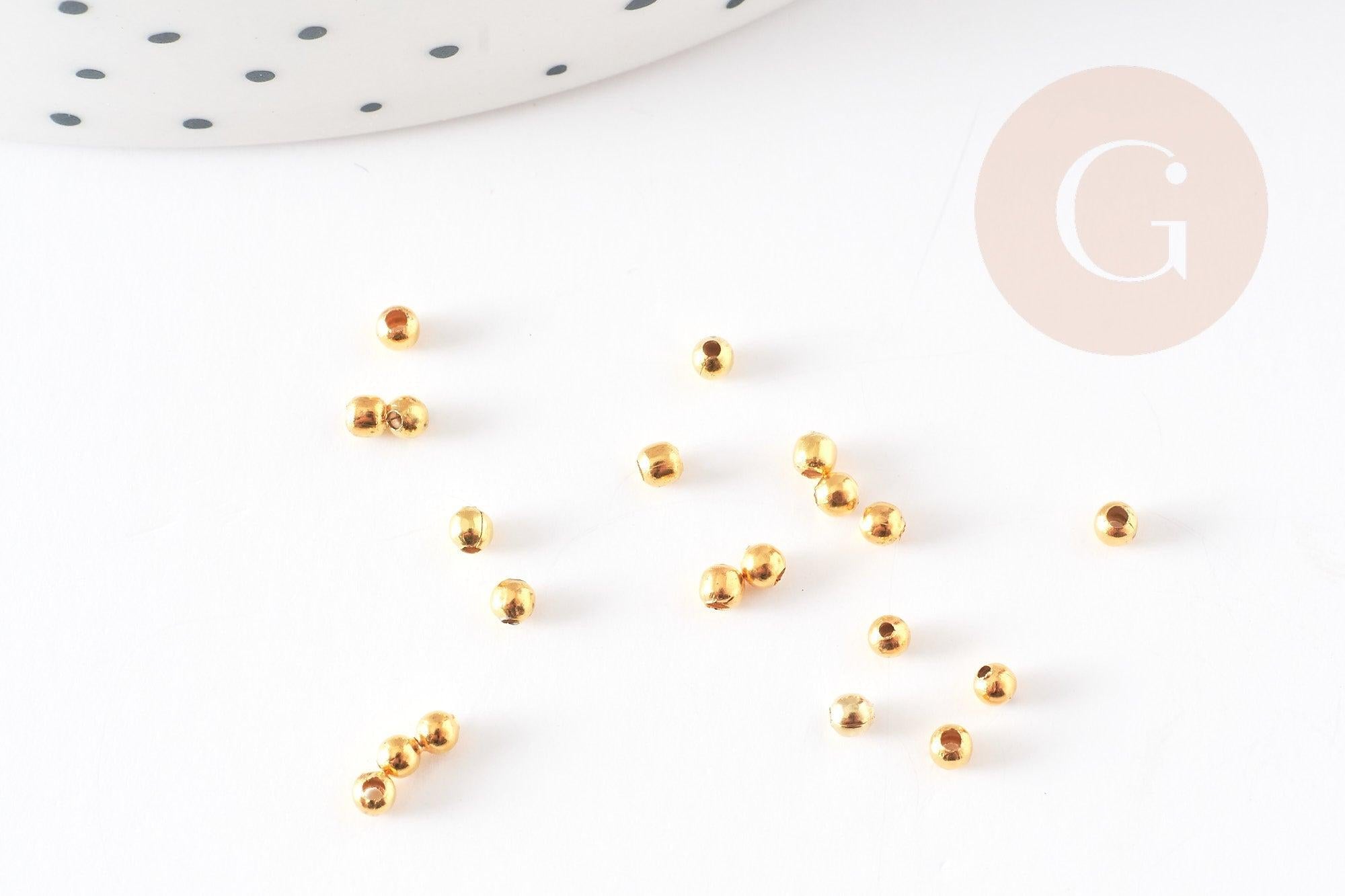 Perles intercalaires fer doré 2mm, x10gr (G2444)