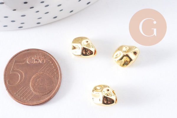 Perles intercalaires nuggets zamac doré 9.5x7mm, x10 (G10653)