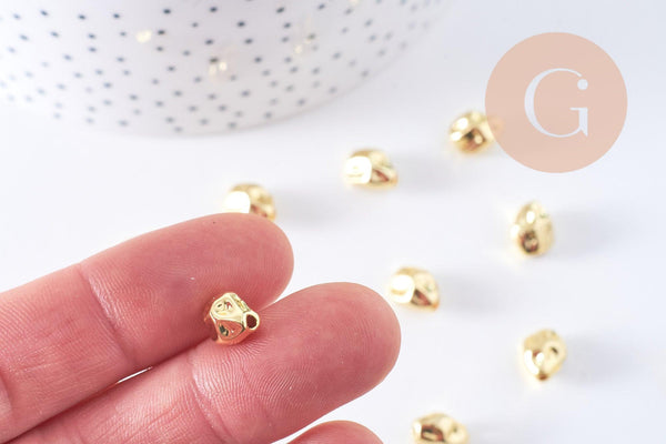 Perles intercalaires nuggets zamac doré 9.5x7mm, x10 (G10653)